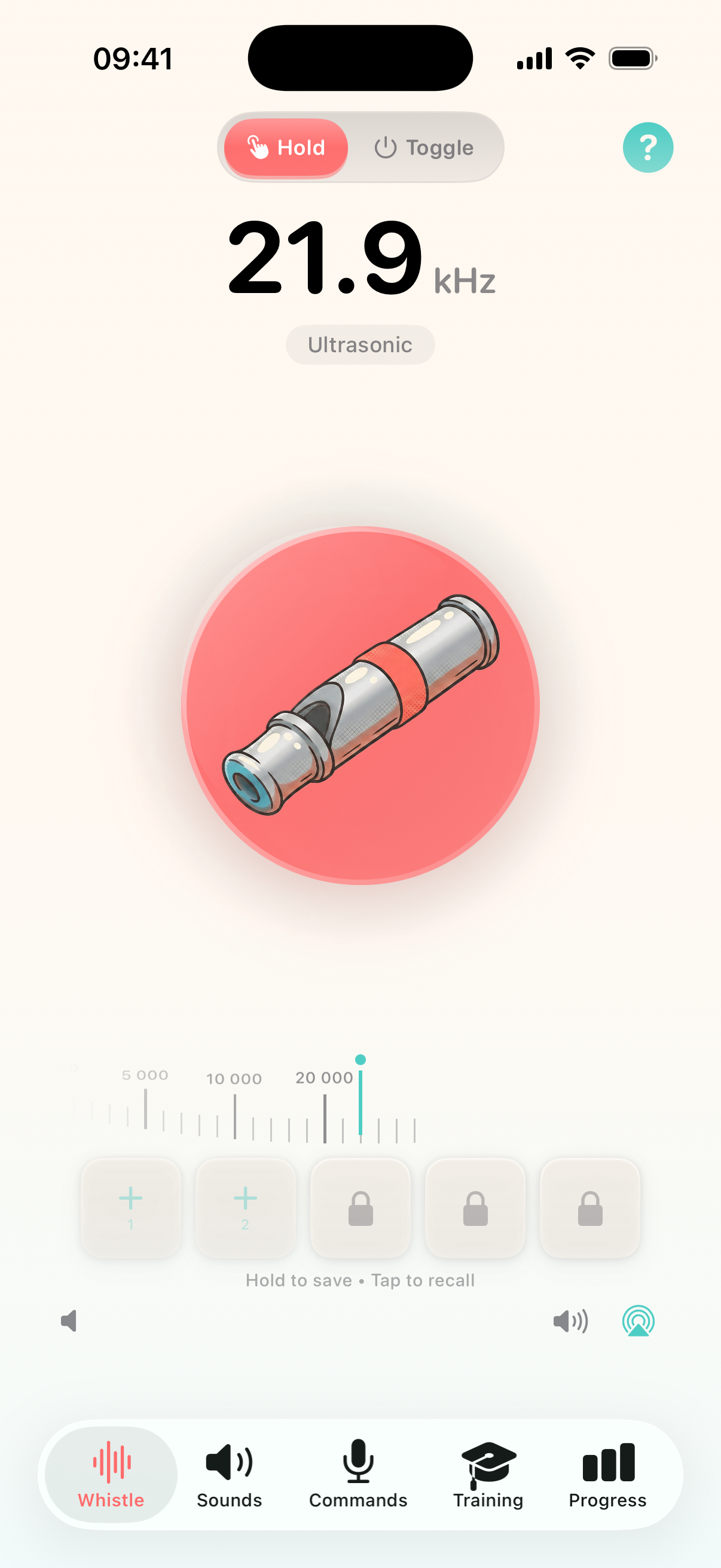 Dog Whistler App - Progress Tracking